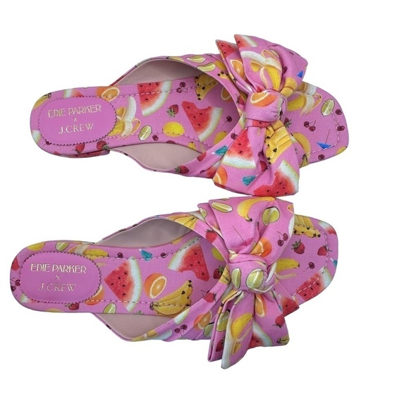 Edie Parker x J. Crew Bow Slide Sandals in Fruit Punch Size 10 NWOT - Picture 4 of 6